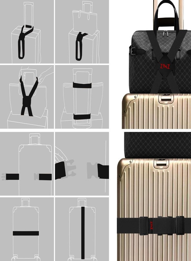 ZINZ 2-Pack Elastic Luggage Straps with Suitcase Bungee, Adjustable Bag Belt Travel Accessories -Black/Red - Image 4